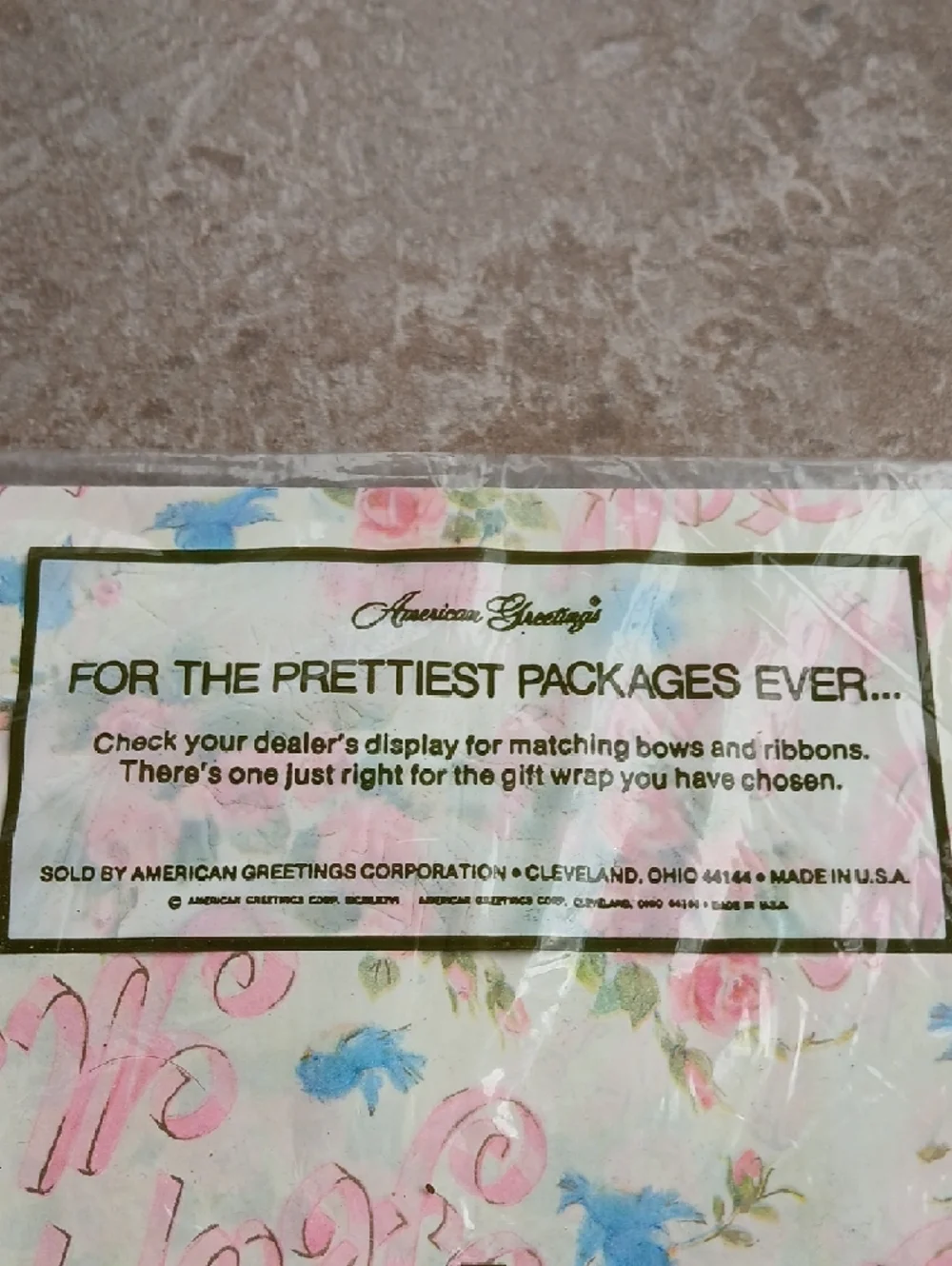 Vintage American Greetings Pink Floral & Blue Bird Mother's Day Gift Wrap